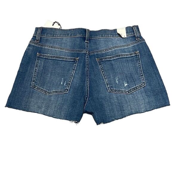Cosmic Blue Love 28" Cutoff Denim Shorts Blue Pockets Stretch Distressed NWT - Picture 2 of 13